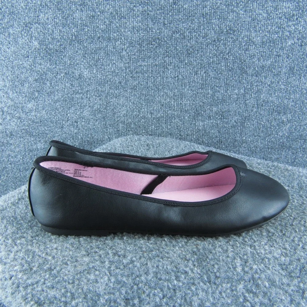 Wonder Nation Youth Girls Ballet Shoes Size 5 Medium Black Synthetic Slip On‎